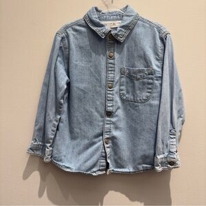 Zara Kids Denim Snap Long Sleeve Shirt Size 3-5 Years